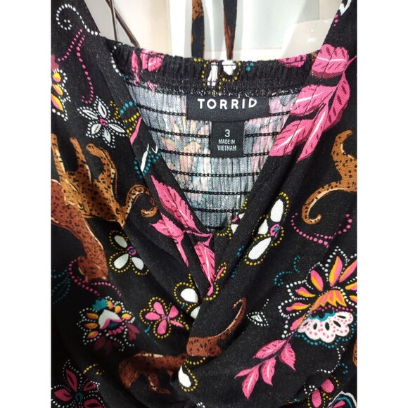 Torrid Size 3 3X Dress Novelty Print Tropical Jungle Floral Cheetah Whimsical - Picture 4 of 8